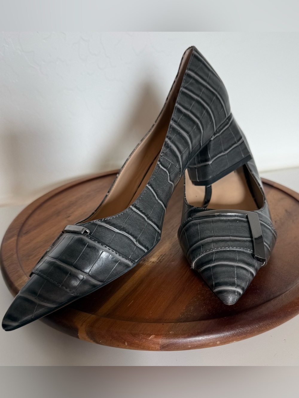 8 Franco Sarto Revenge Point Pumps Shoes Women’s Point Heels Gray Office Classic